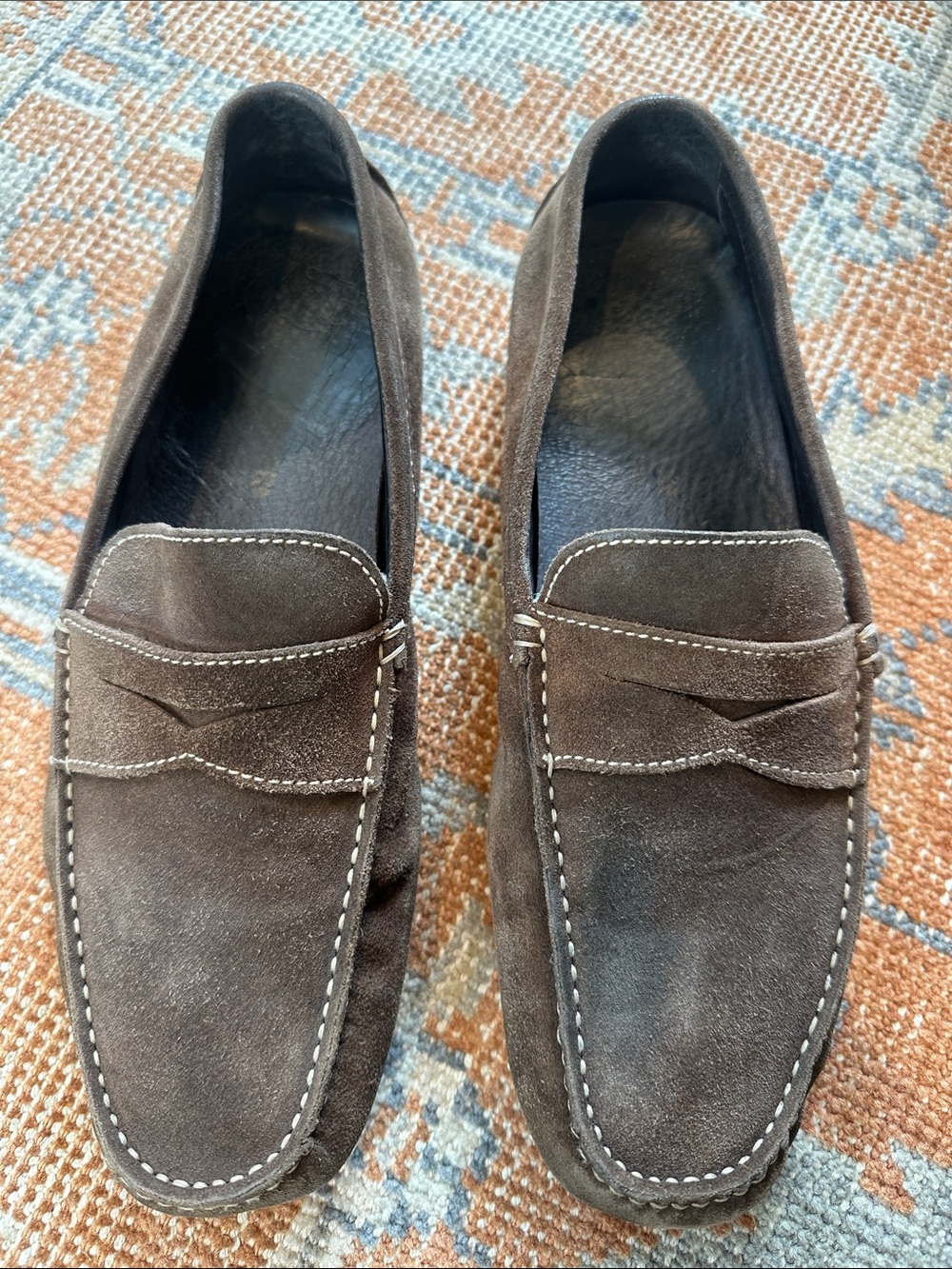 Classic Donald J. Pliner Men’s Brown Suede Driving Penny Loafers